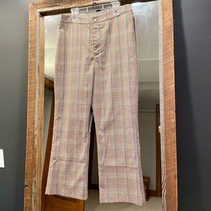 NWOT Wild Fable elastic waist plaid flare crop